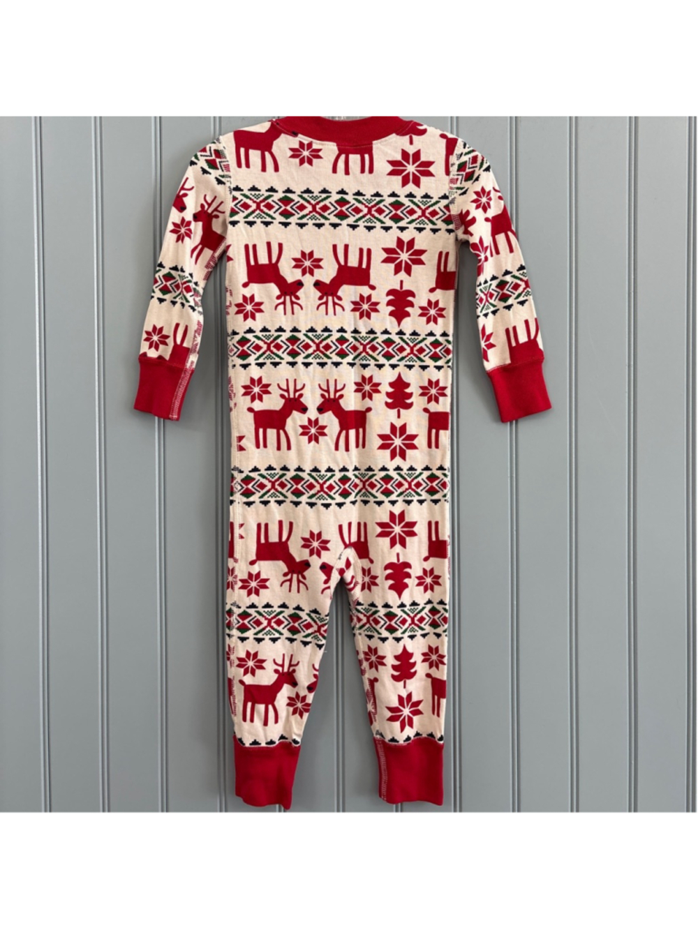Hanna Andersson Pajama Set 18-24 Months Red Reindeer Organic Cotton - Picture 3 of 6